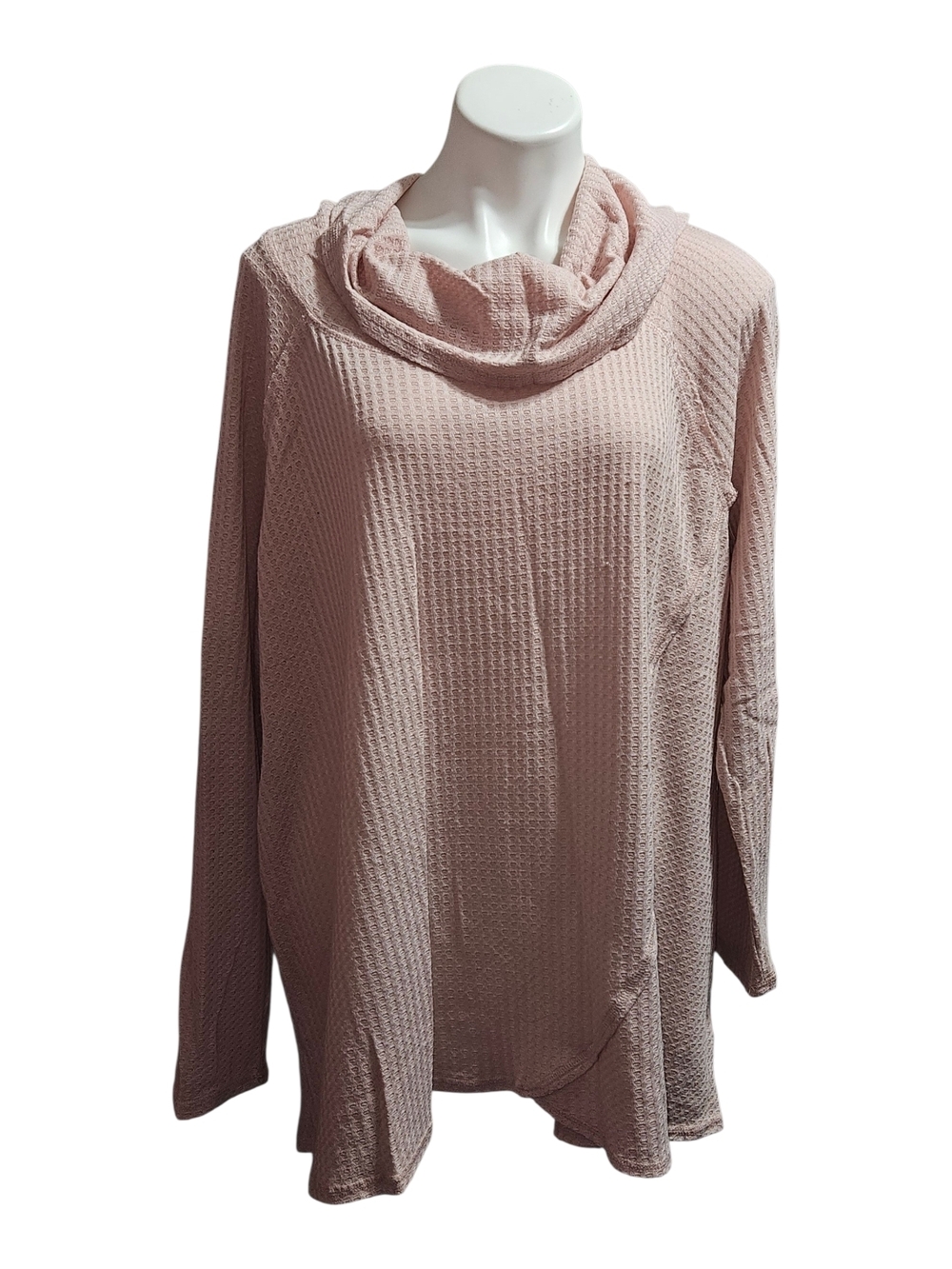Faded Glory Waffle Knit Cowl Neck Sweater - Blush Pink